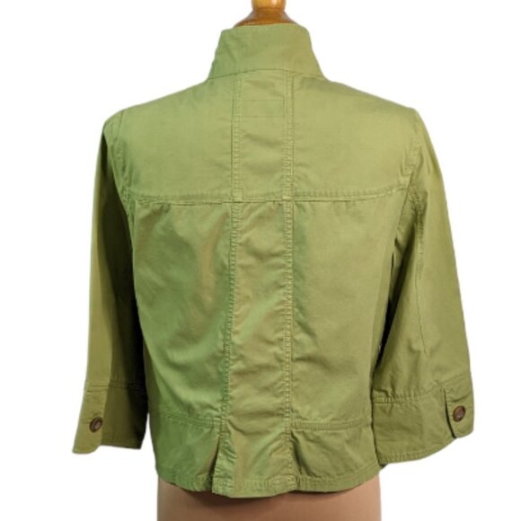 EDDIE BAUER Cotton Military Style Three Quarter Sleeve Jacket Green Size Medium - Picture 9 of 12